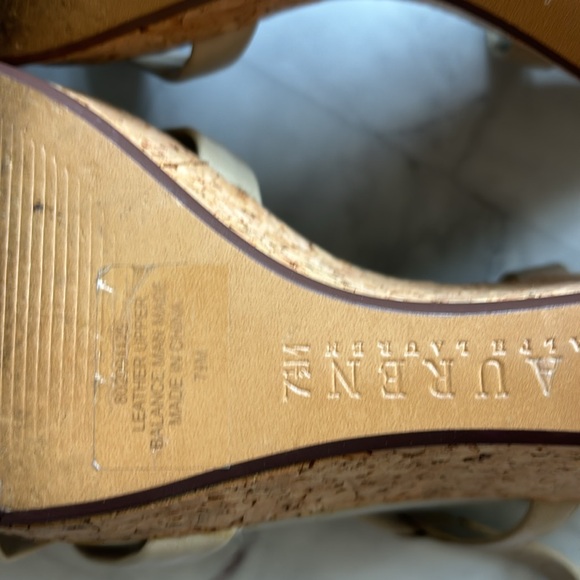 Lauren Ralph Lauren Strappy Leather Cork Wedges (Size 7.5) - Picture 12 of 16